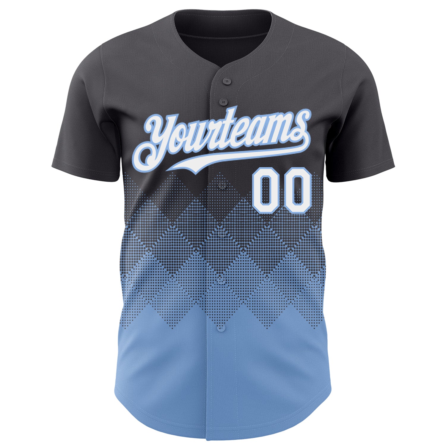 Custom Steel Gray White-Light Blue 3D Gradient Square Shape Authentic Baseball Jersey