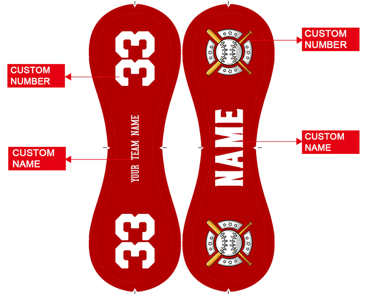 Personalized Red Name Number Leather Varsity Team Authentic Baseballs