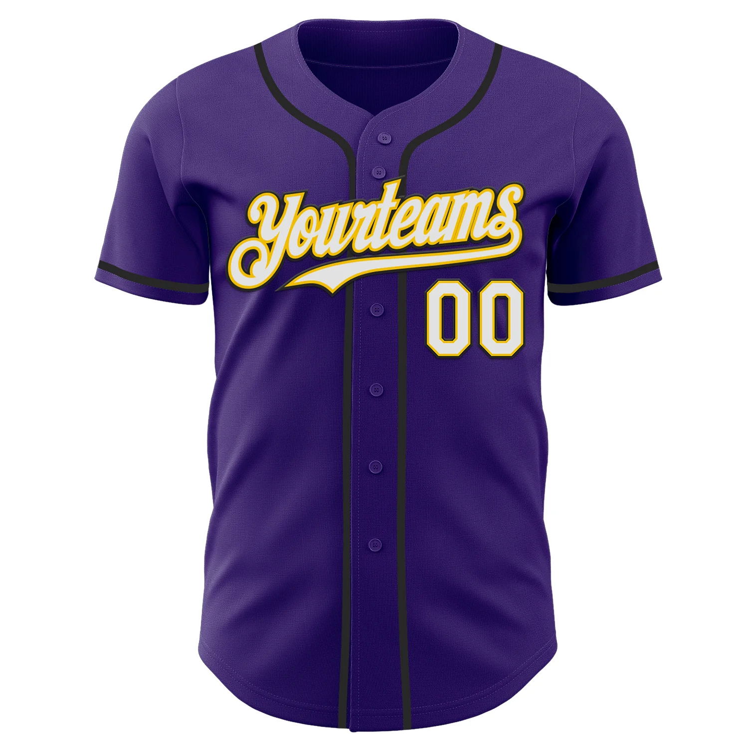 Custom Purple White Yellow-Black Authentic Baseball Jersey