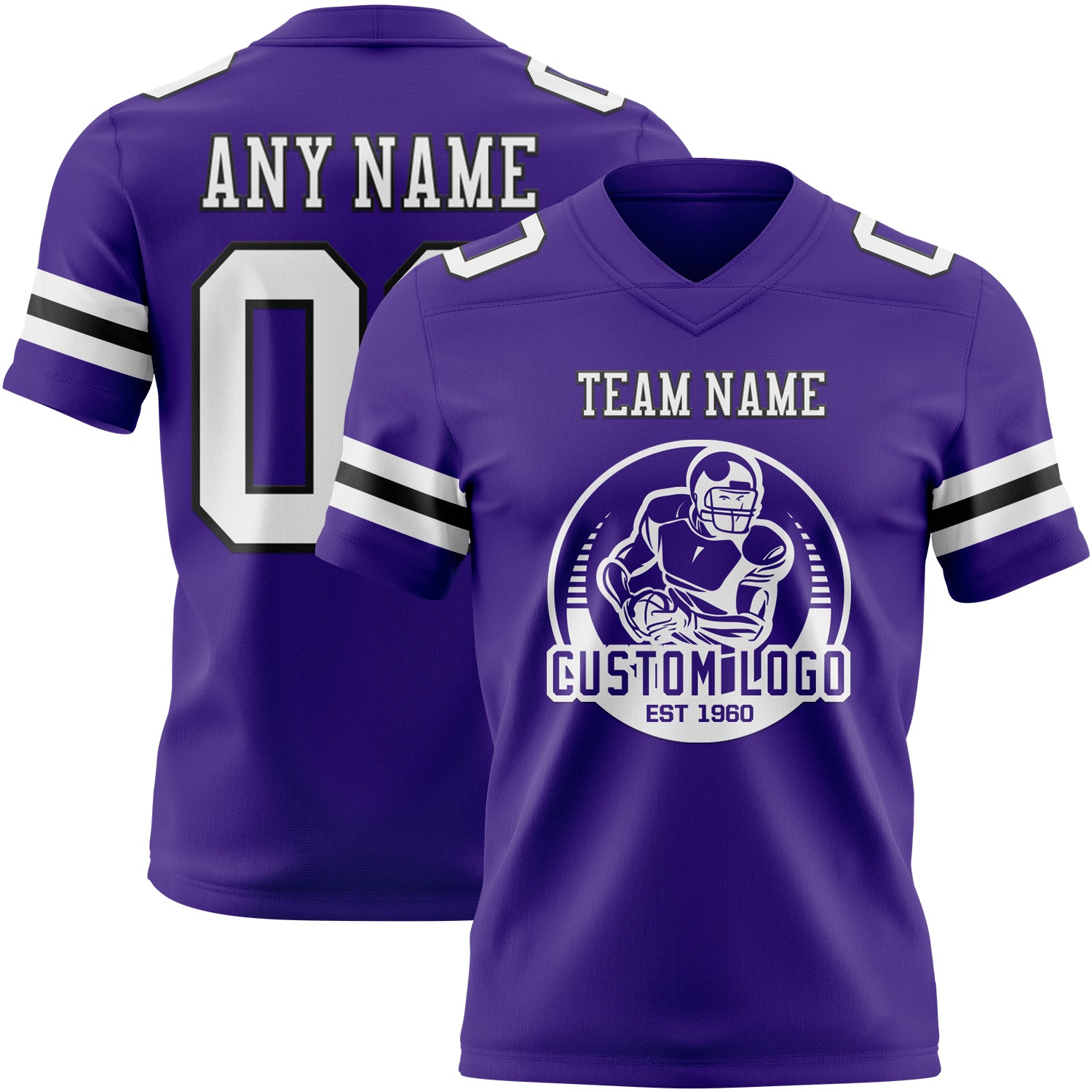 Custom Purple White-Black Authentic Football Jersey