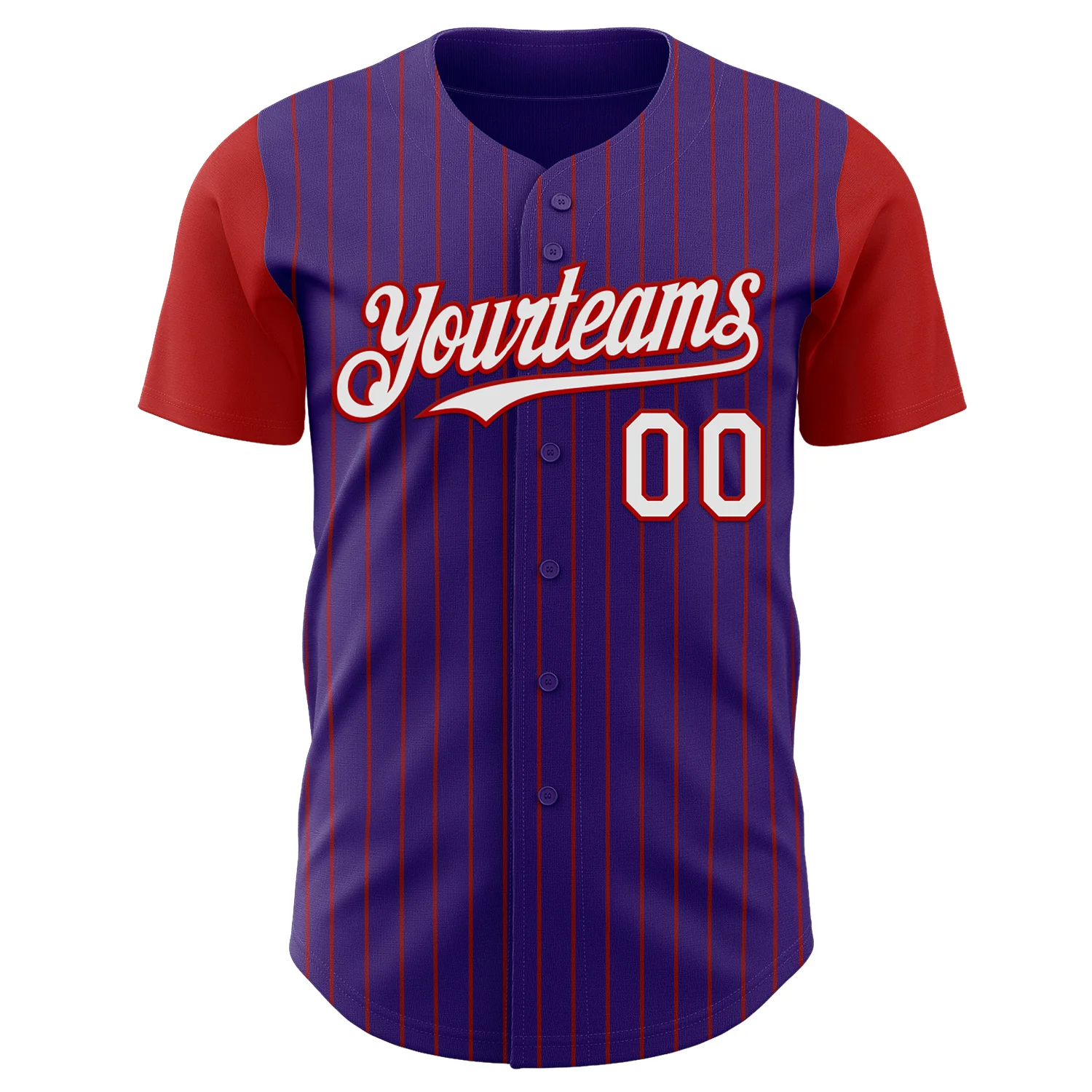 Custom Purple Red Pinstripe White Authentic Two Tone Baseball Jersey