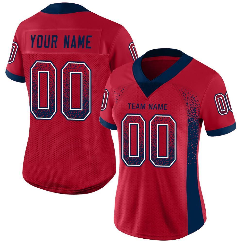 Custom Red Navy-White Drift Fashion Football Jersey