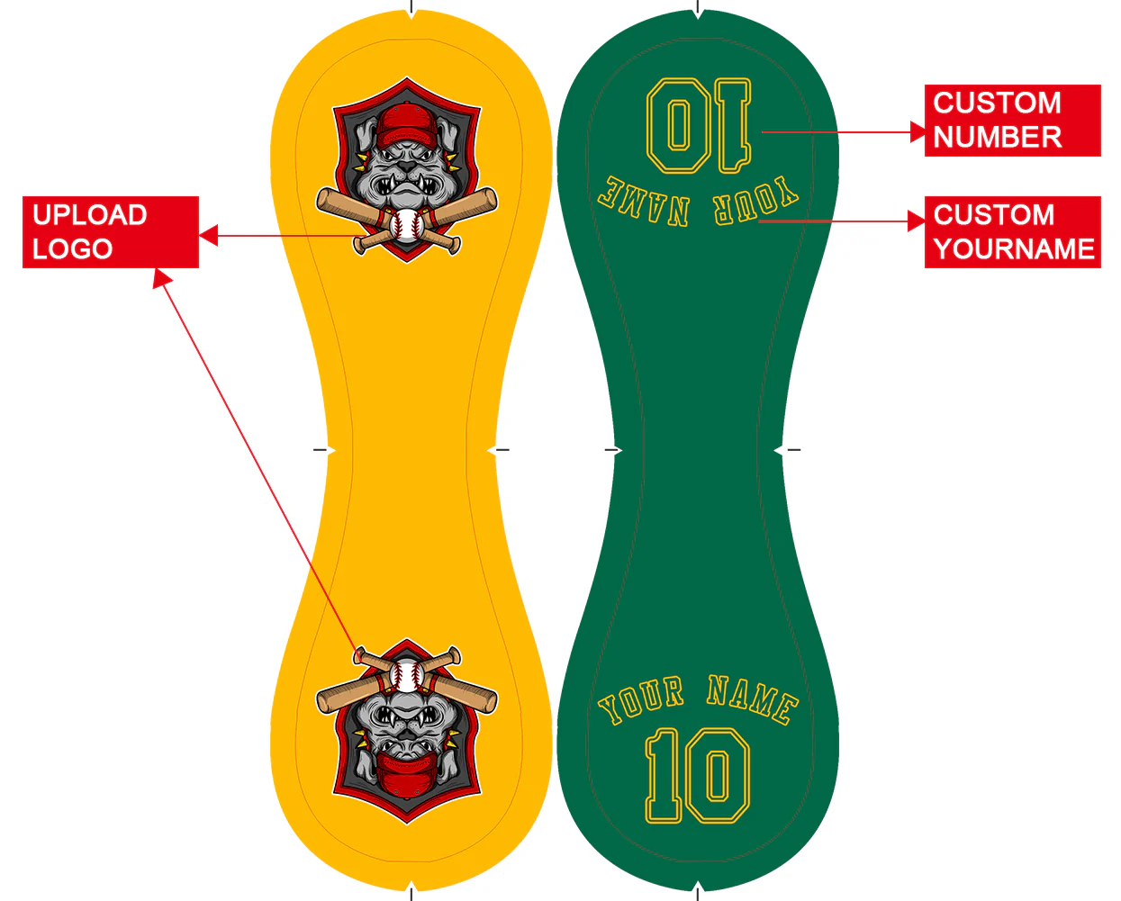 Personalized Gold Kelly Green Half Leather Kelly Green Authentic Baseballs