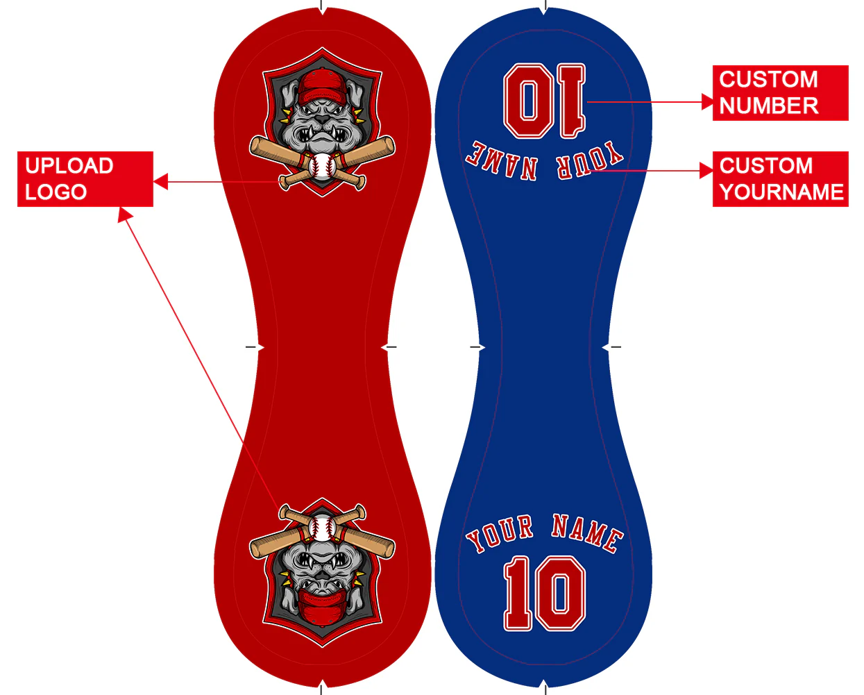 Personalized Red Royal Split Half Leather Red Authentic Baseballs