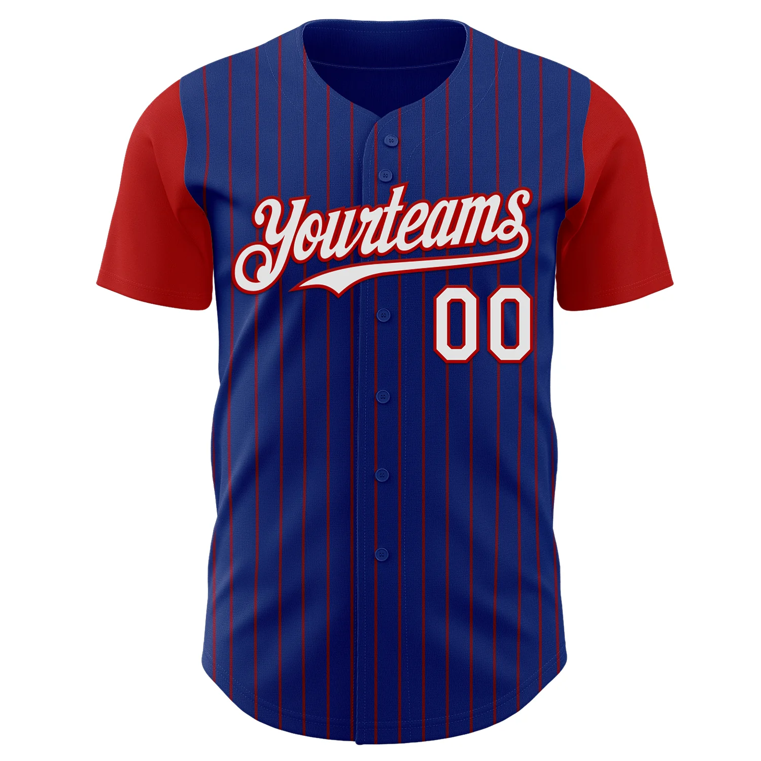 Custom Royal Red Pinstripe White Authentic Two Tone Baseball Jersey