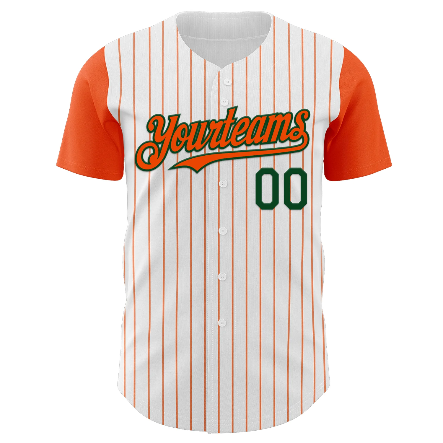 Custom White Orange Pinstripe Green Authentic Two Tone Baseball Jersey