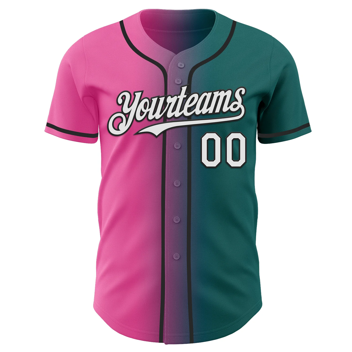 Custom Teal White Pink-Black Authentic Gradient Fashion Baseball Jersey