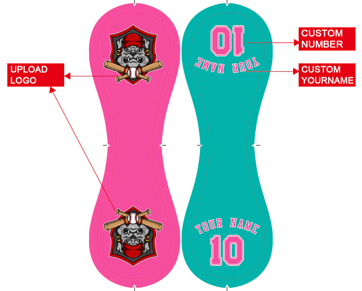 Personalized Pink Aqua Half Leather Pink Authentic Baseballs