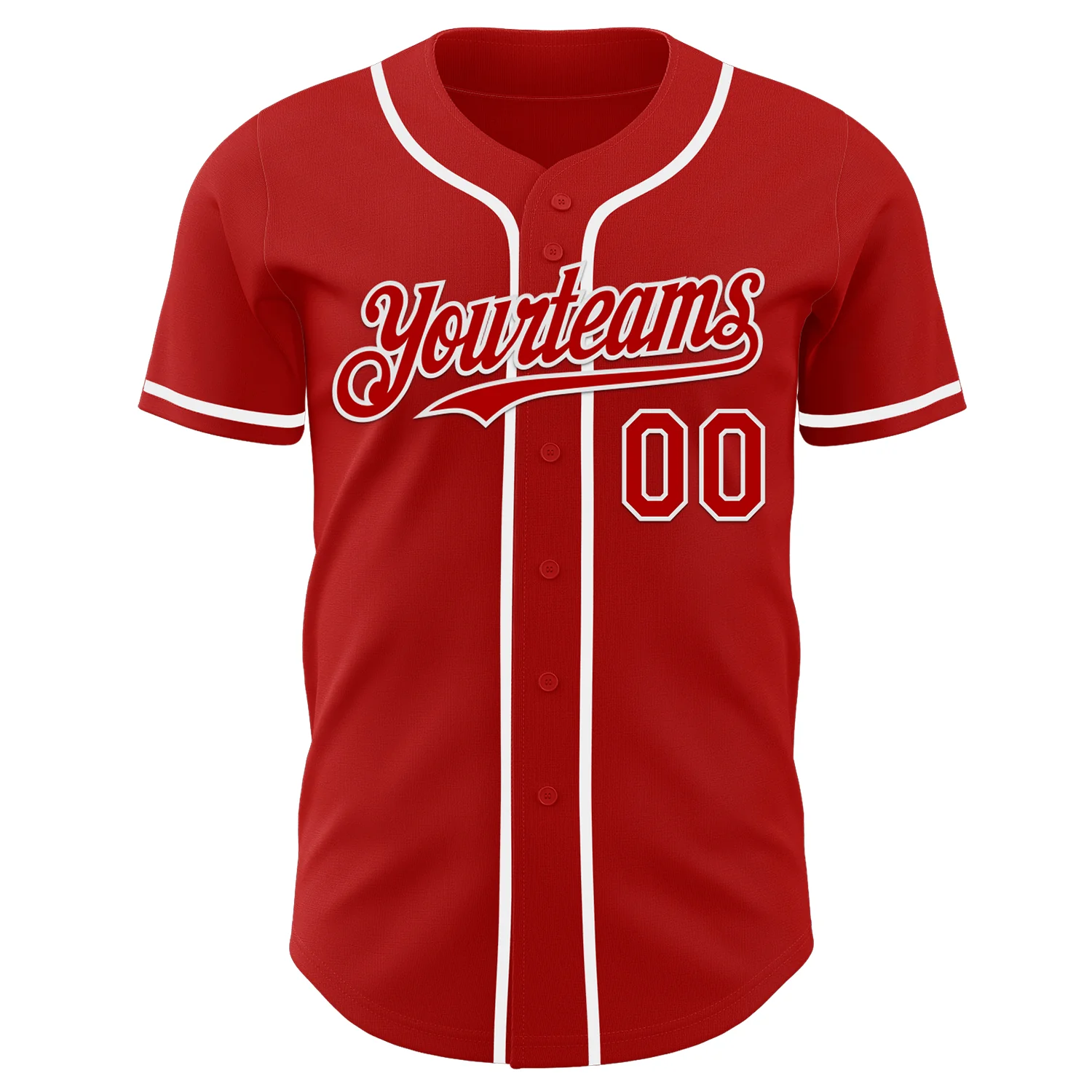 Custom Red White Authentic Baseball Jersey