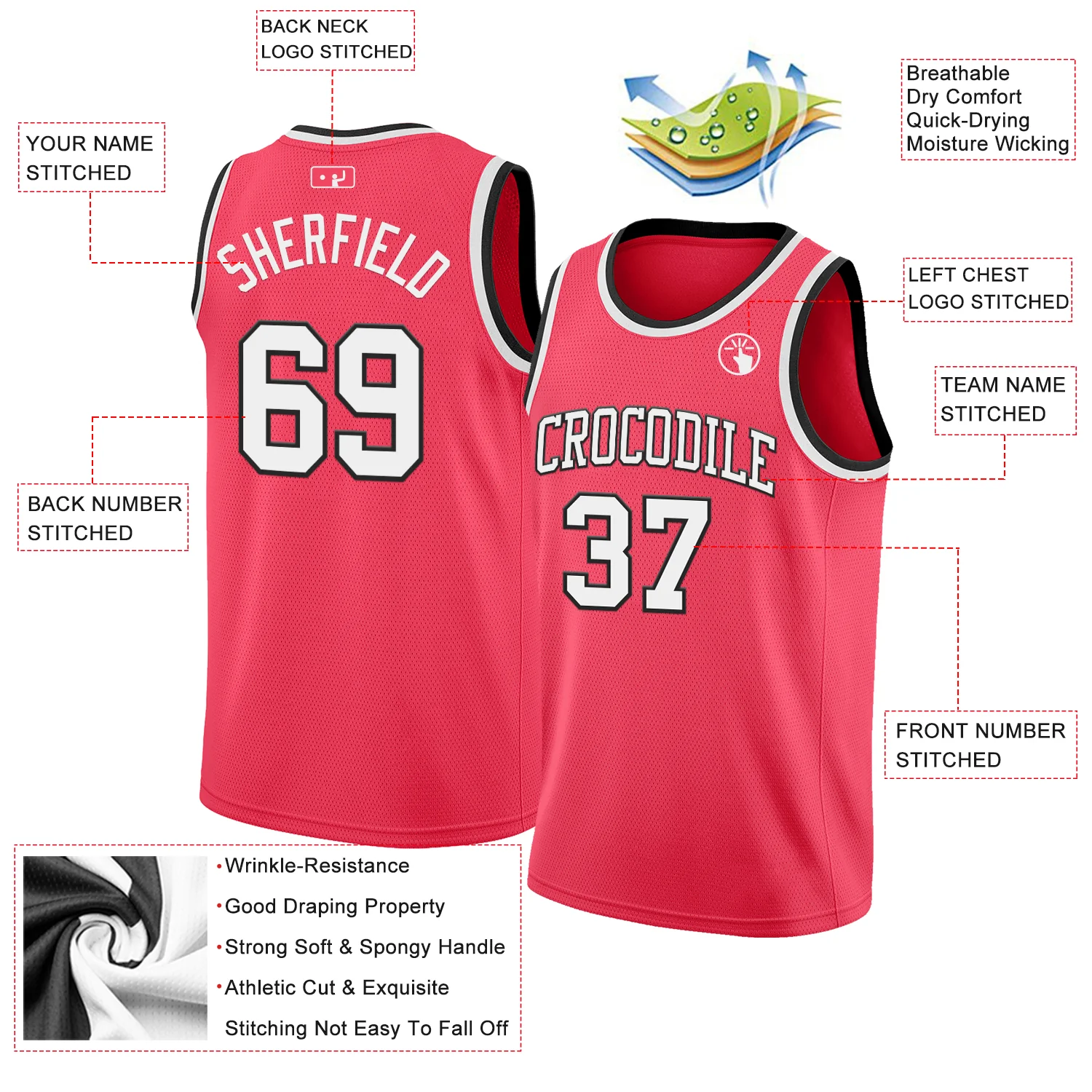Custom Neon Pink White-Black Authentic Basketball Jersey
