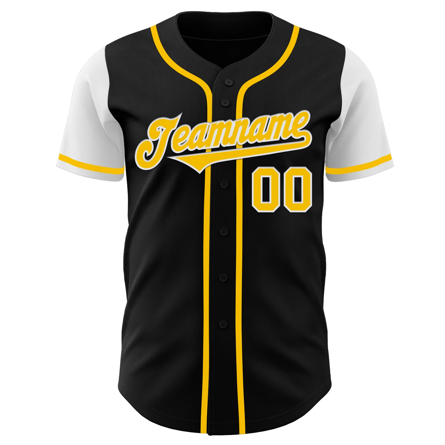Custom Black Gold-White Authentic Two Tone Baseball Jersey