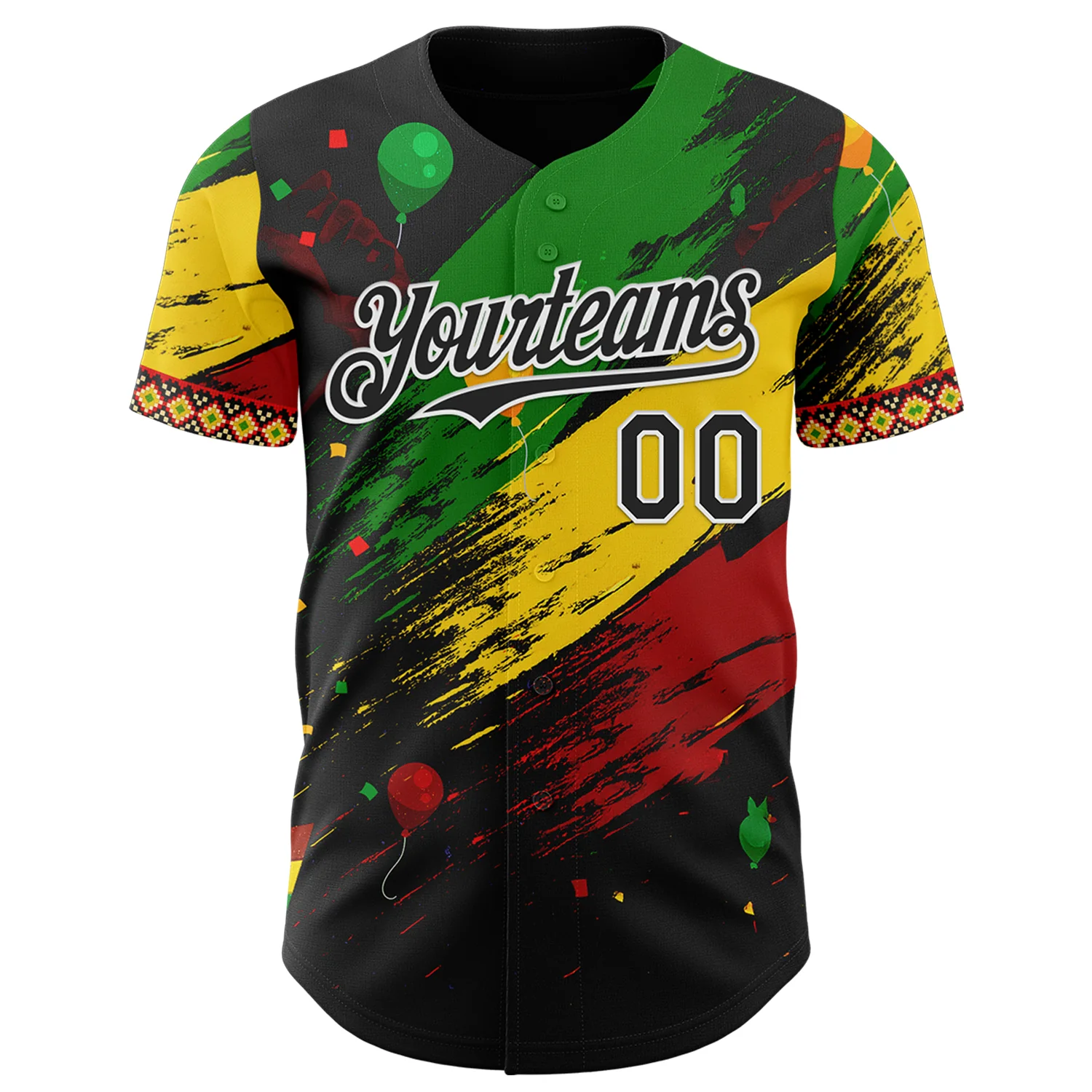 Custom Black Green Yellow Red-White 3D Pattern Design Black History Month Africa Tribal Authentic Baseball Jersey