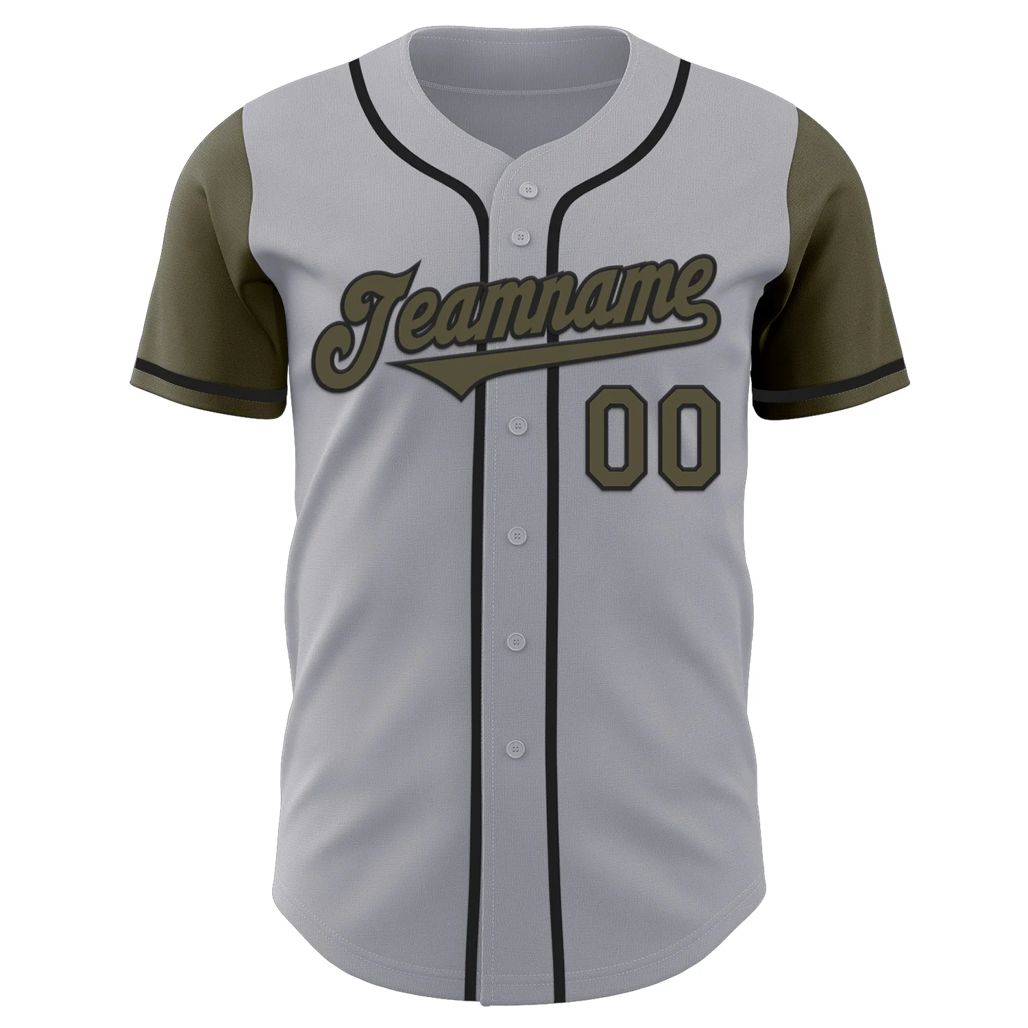 Custom Gray Olive-Black Authentic Two Tone Baseball Jersey