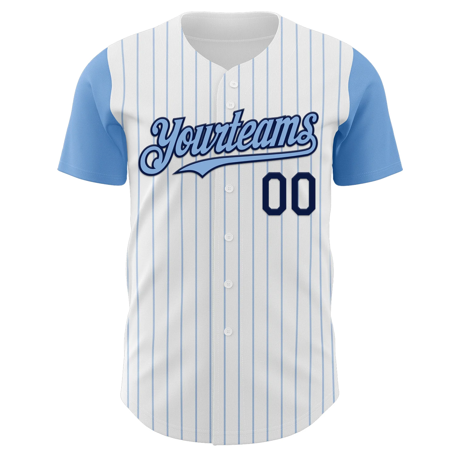 Custom White Light Blue Pinstripe Navy Authentic Two Tone Baseball Jersey