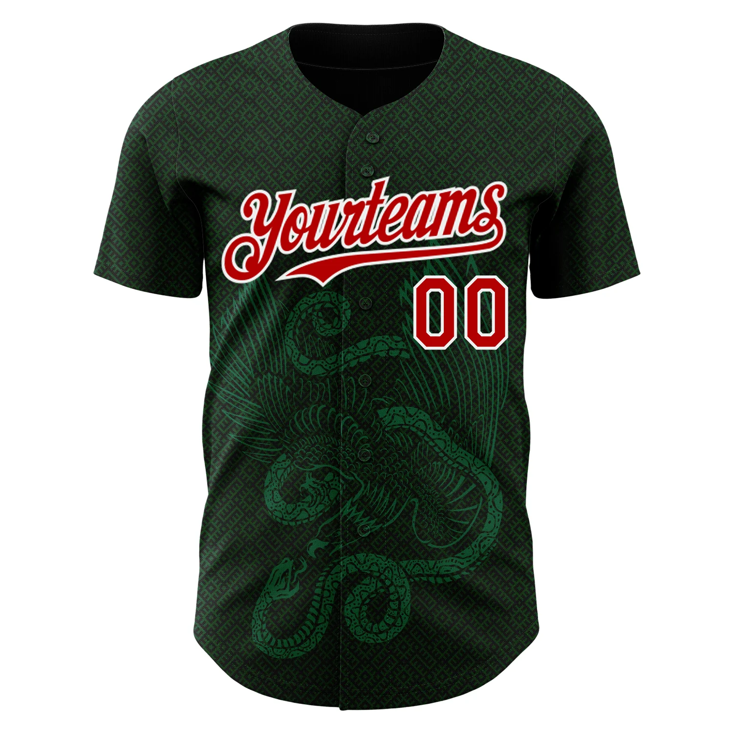 Custom Green Red Kelly Green-White 3D Mexico Authentic Baseball Jersey