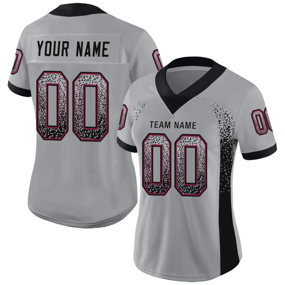 Custom Light Gray Black-Cardinal Drift Fashion Football Jersey