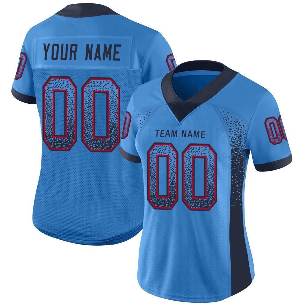 Custom Powder Blue Navy-Red Drift Fashion Football Jersey