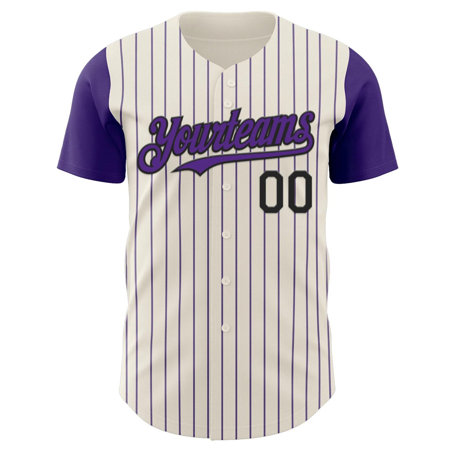 Custom Cream Purple Pinstripe Black Authentic Two Tone Baseball Jersey
