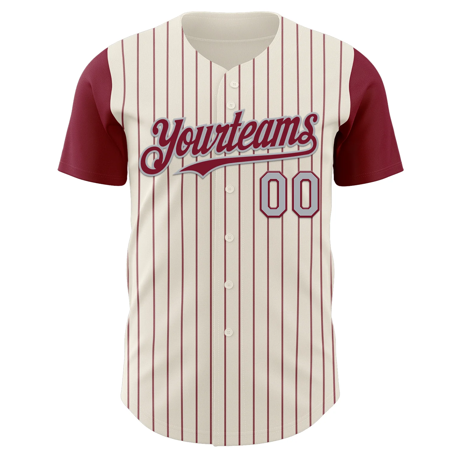 Custom Cream Crimson Pinstripe Gray Authentic Two Tone Baseball Jersey