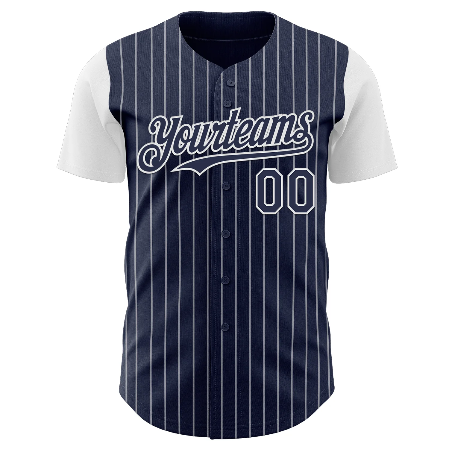 Custom Navy White Pinstripe White Authentic Two Tone Baseball Jersey