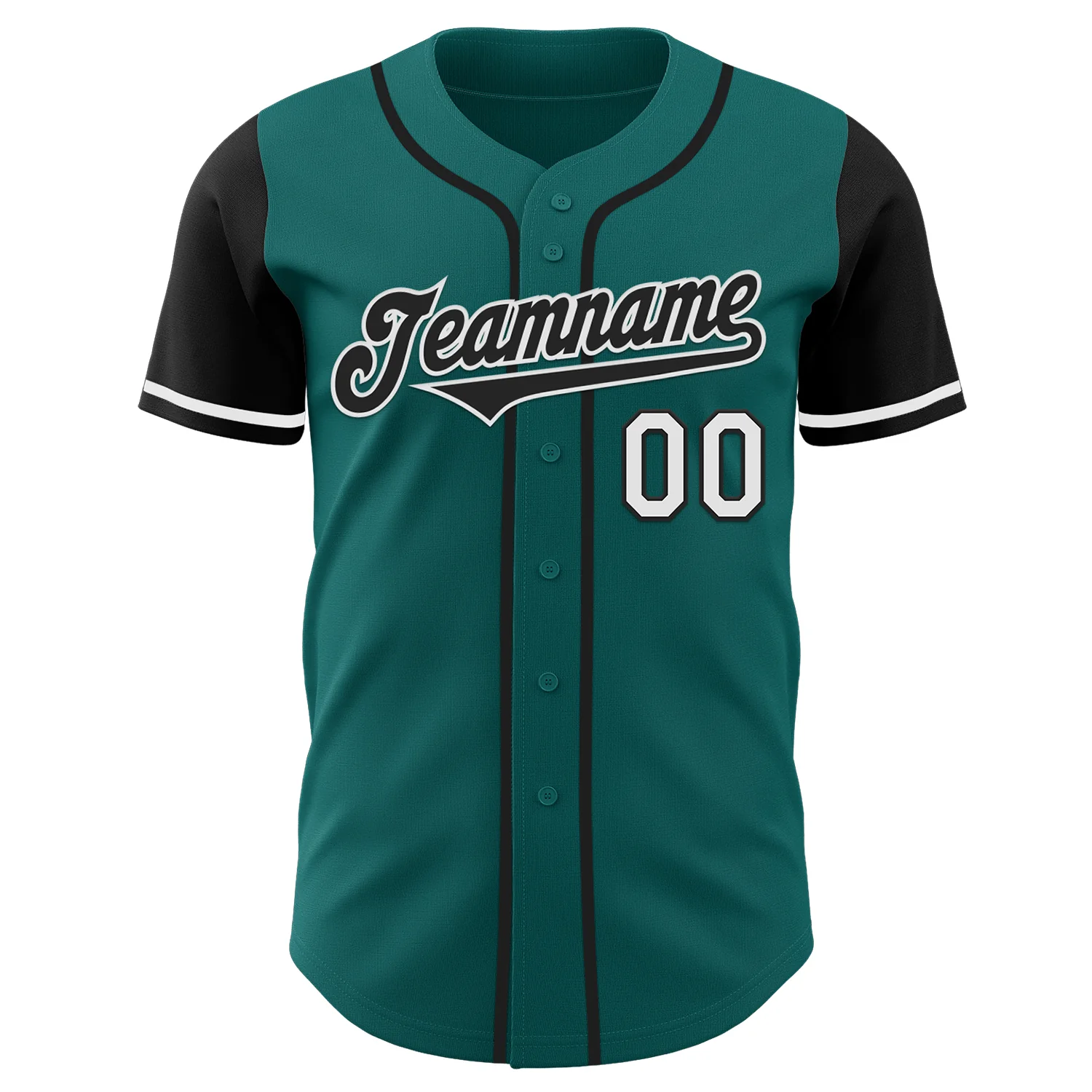 Custom Teal Black-White Authentic Two Tone Baseball Jersey