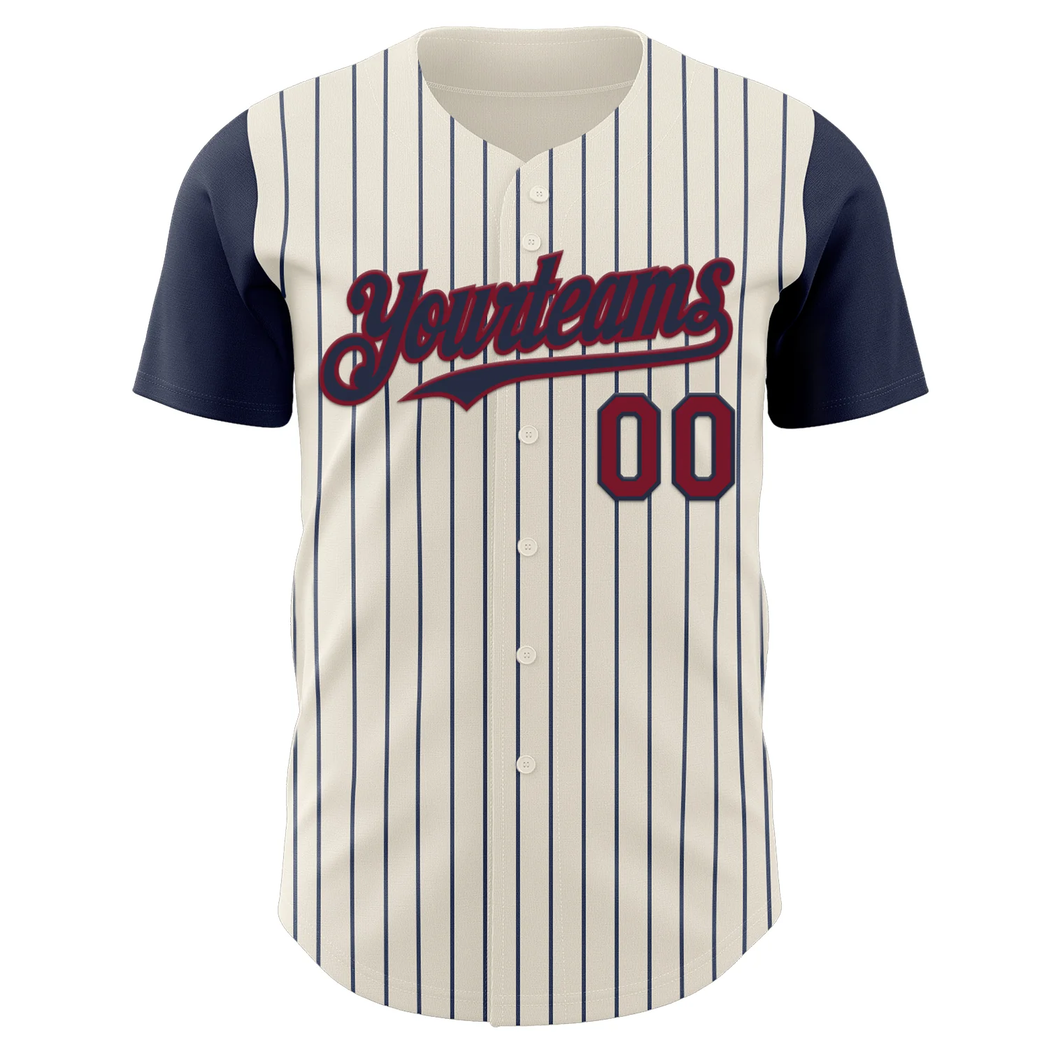 Custom Cream Navy Pinstripe Crimson Authentic Two Tone Baseball Jersey