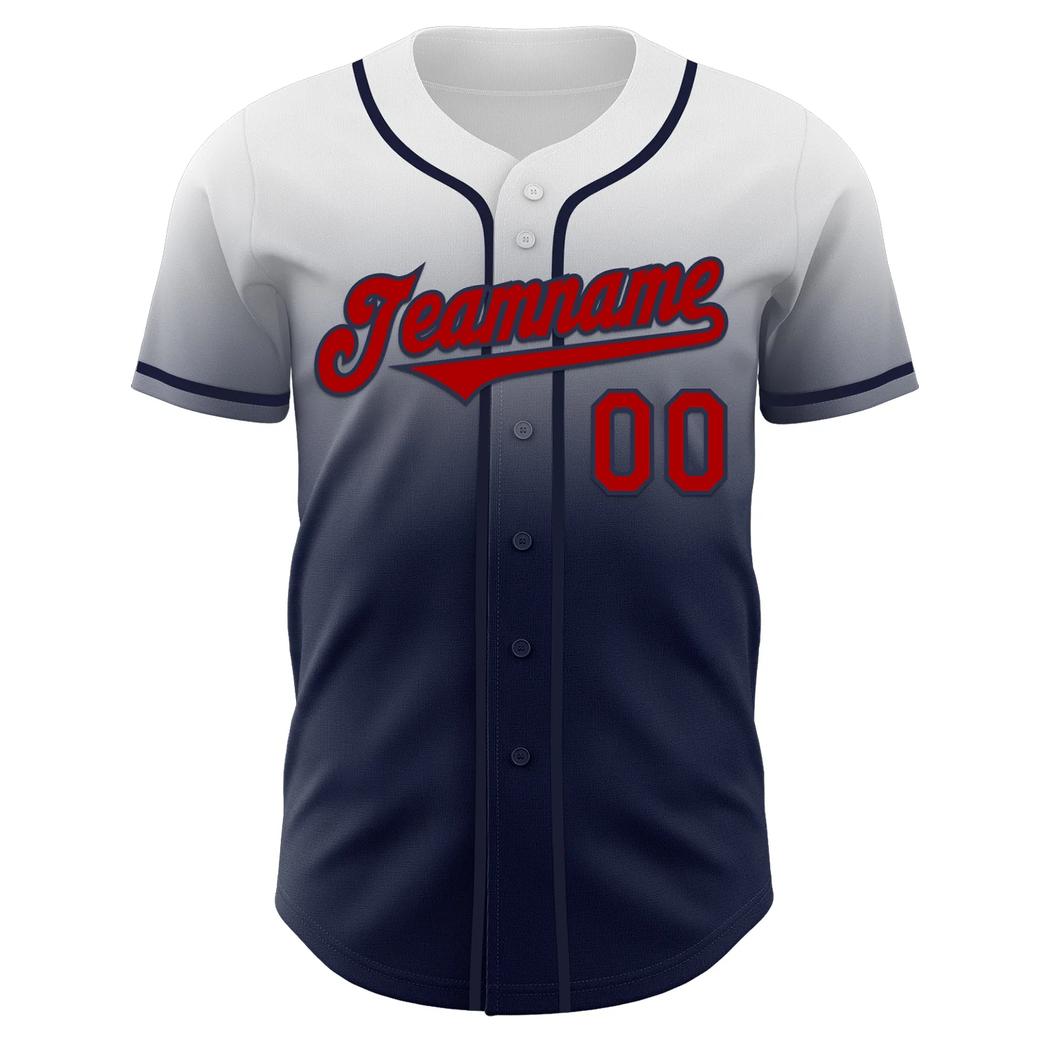 Custom White Red-Navy Authentic Fade Fashion Baseball Jersey