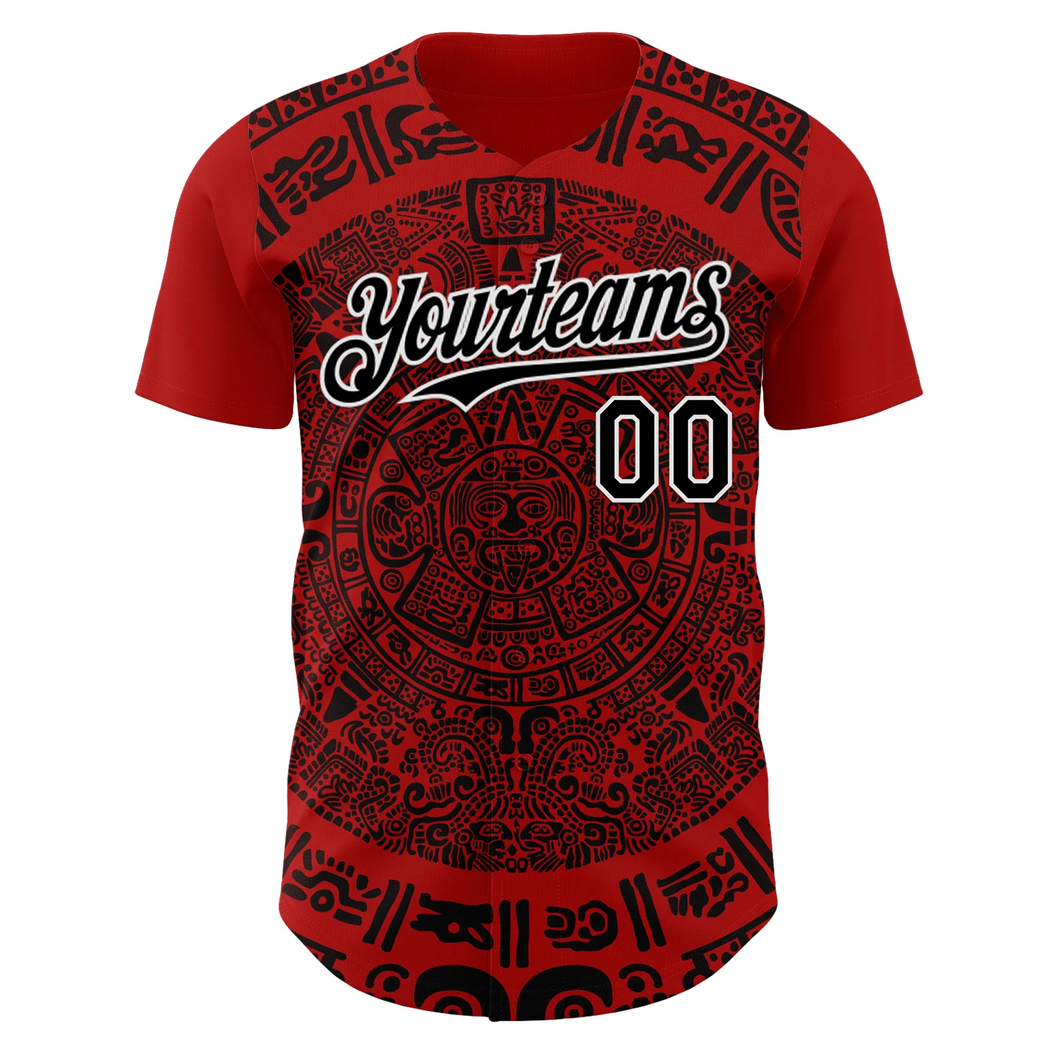 Custom Red Black-White 3D Mexico Authentic Baseball Jersey