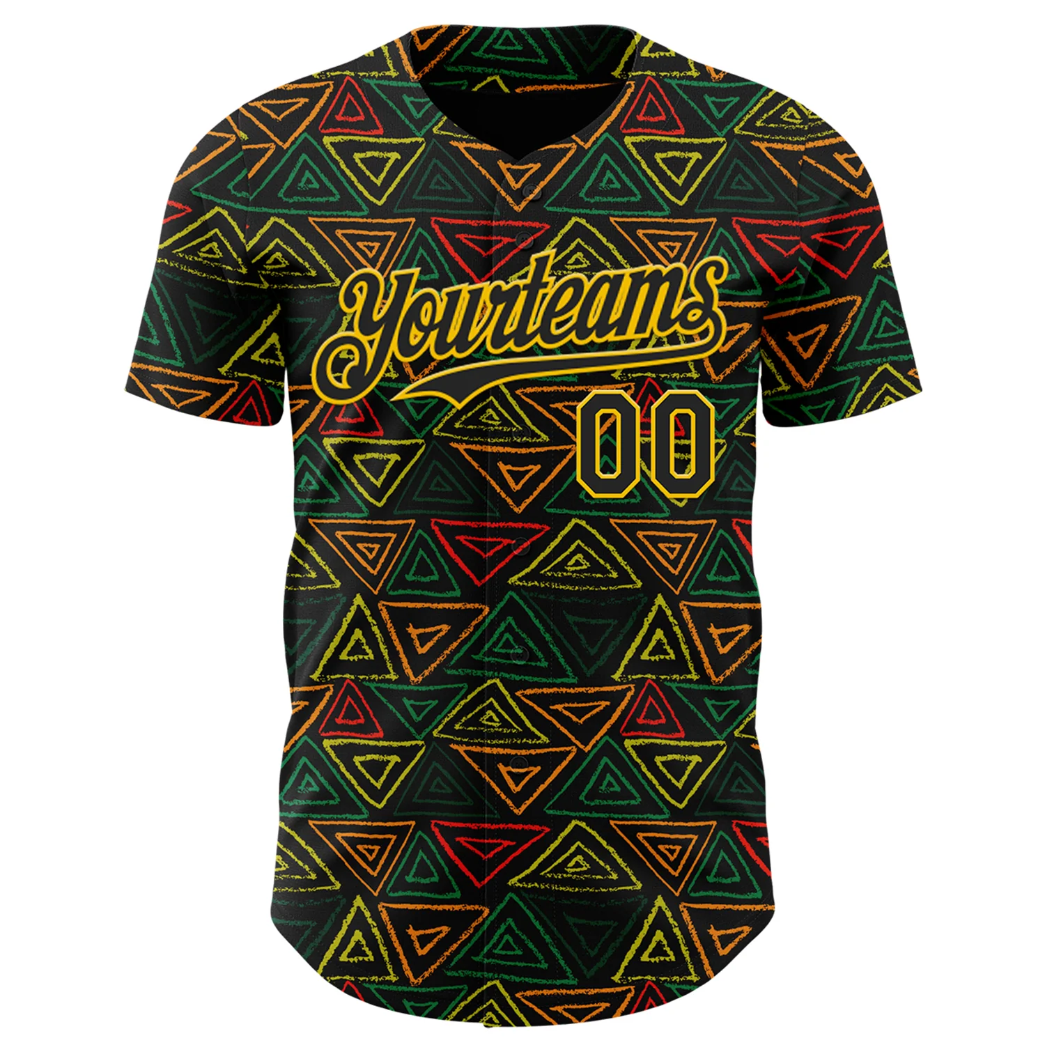 Custom Black Red Green-Yellow 3D Pattern Design Black History Month African Ethnicity Style Abstract Geometric Authentic Baseball Jersey