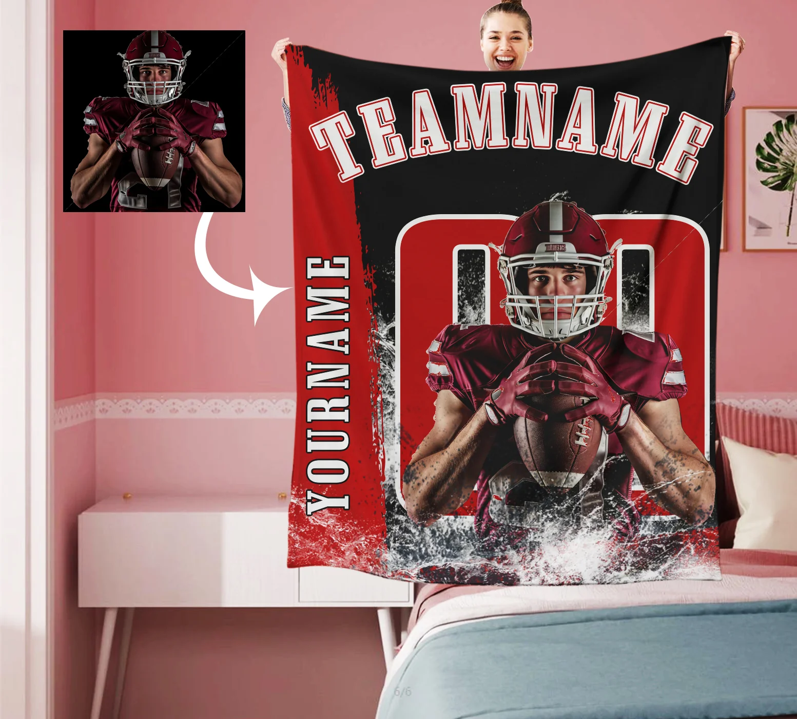 Personalized Football Team Photo Sports Blanket
