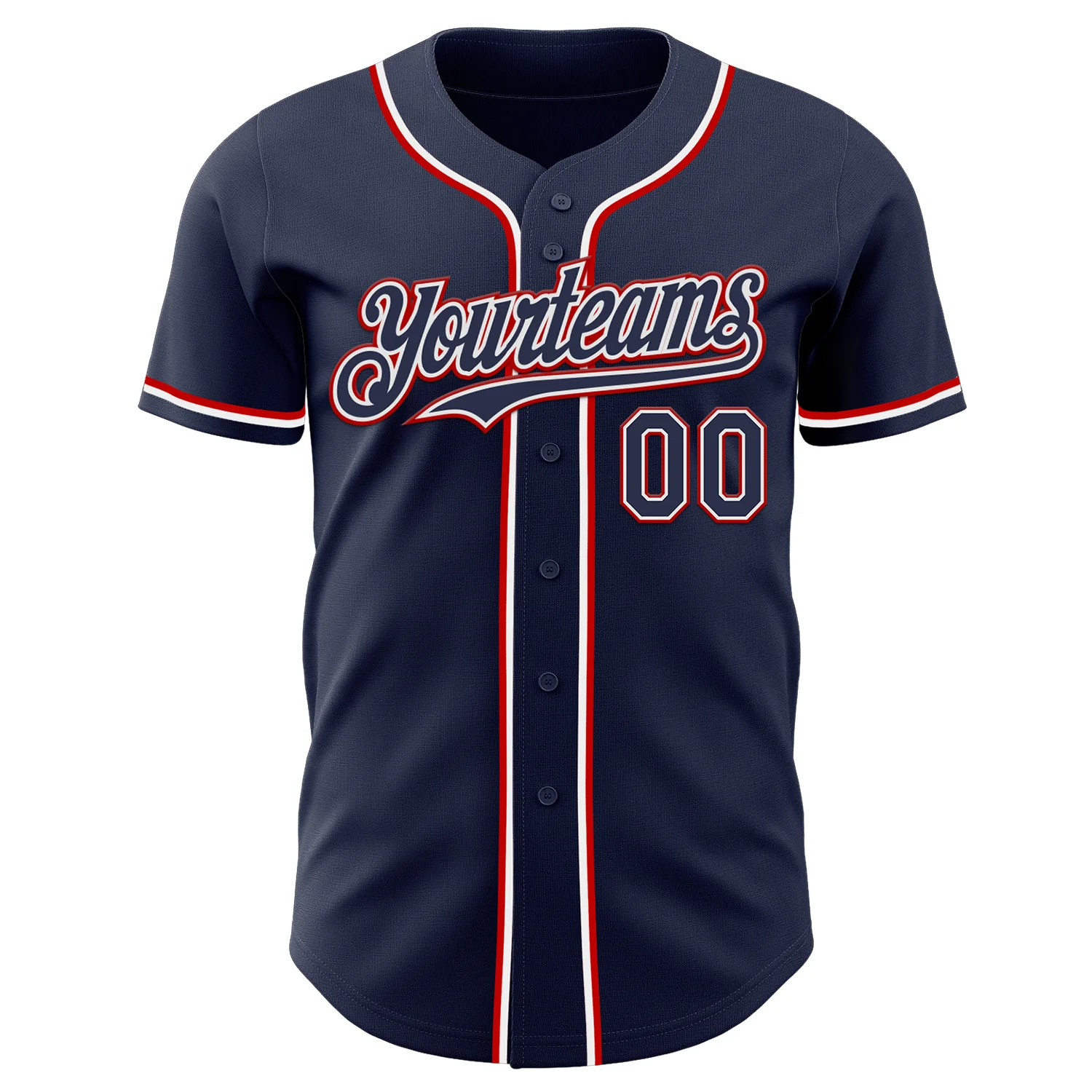 Custom Navy White-Red Authentic Baseball Jersey