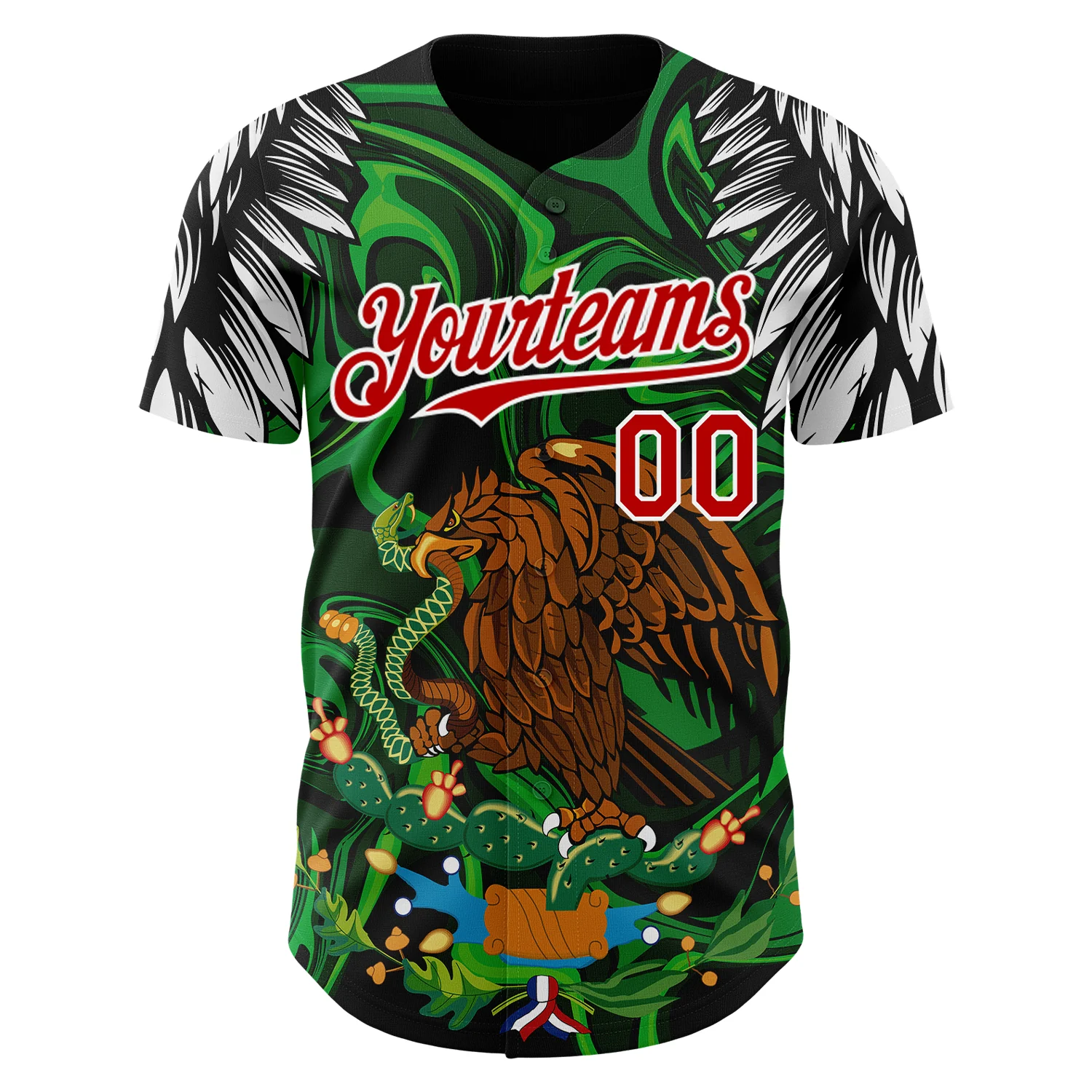 Custom Black Red-White 3D Mexico Authentic Baseball Jersey