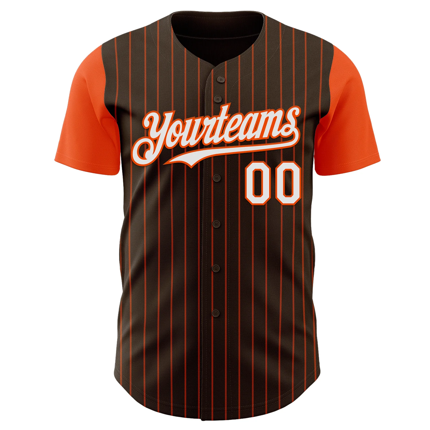 Custom Brown Orange Pinstripe White Authentic Two Tone Baseball Jersey