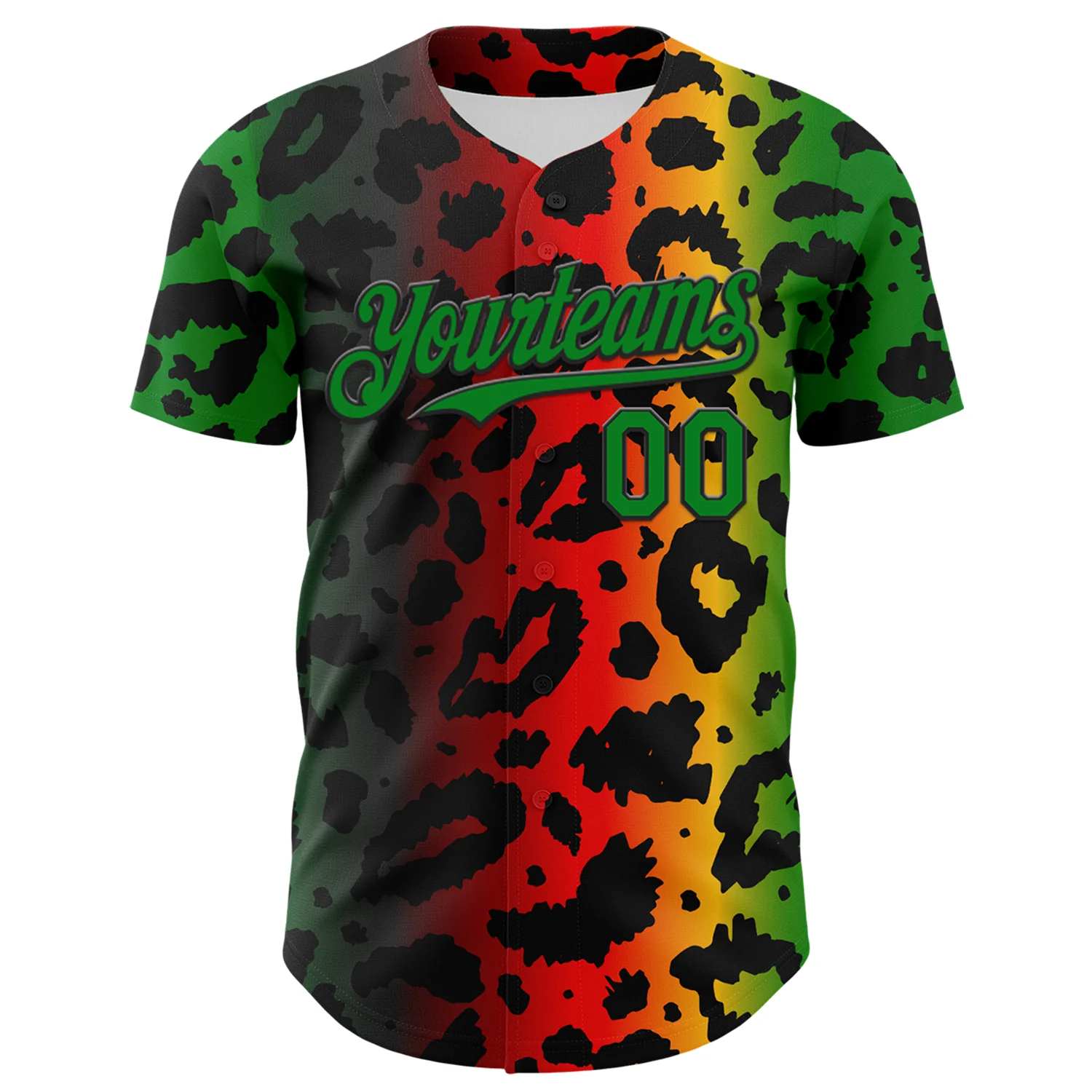Custom Black Grass Green Yellow-Red 3D Pattern Design Black History Month African Ethnicity Style Animal Print Authentic Baseball Jersey