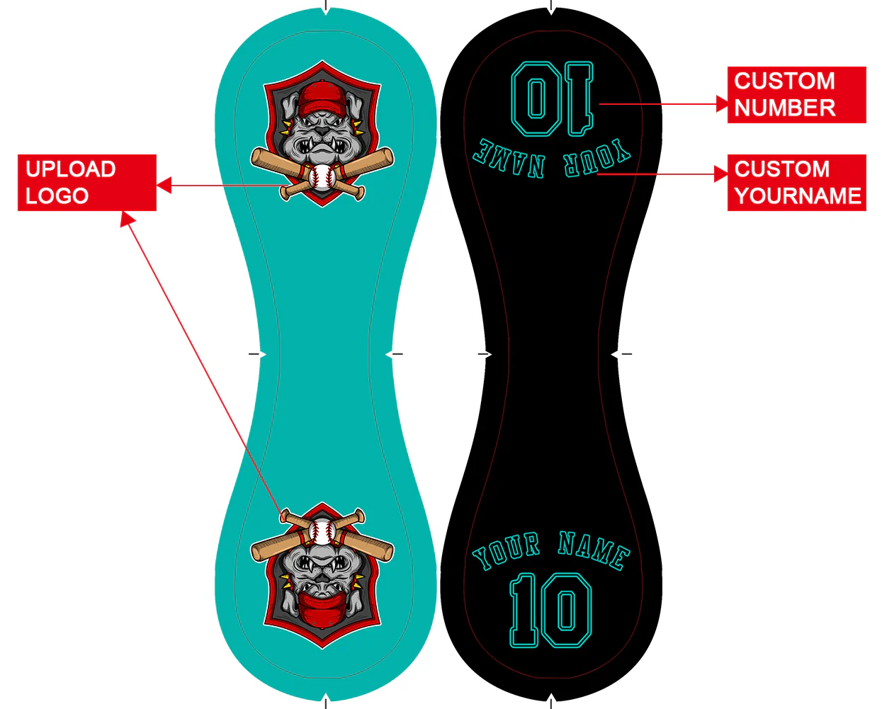 Personalized Aqua Black Half Leather Black Authentic Baseballs