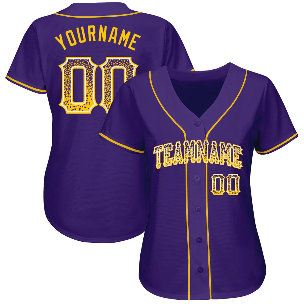 Custom Purple Gold-White Authentic Drift Fashion Baseball Jersey