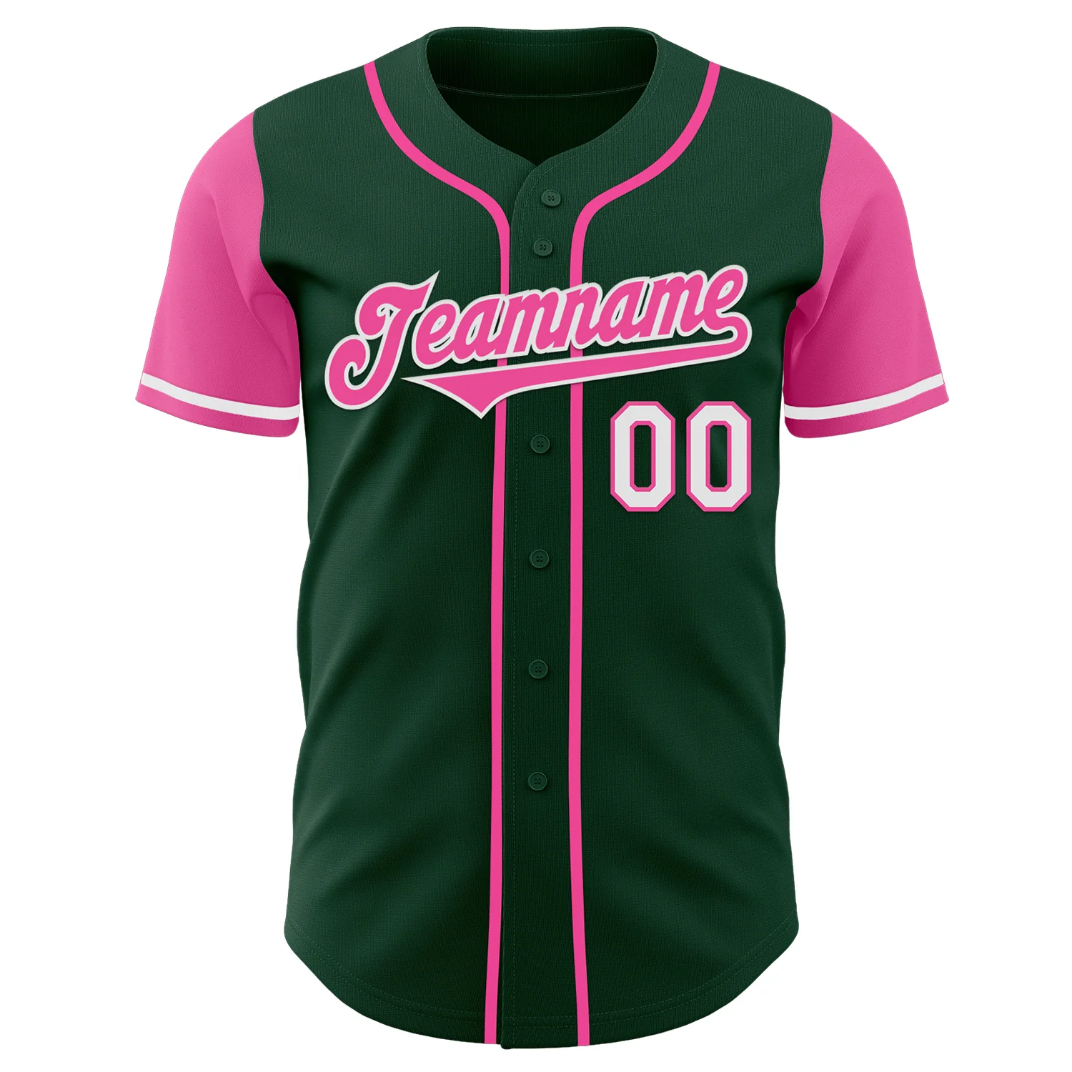 Custom Green Pink-White Authentic Two Tone Baseball Jersey