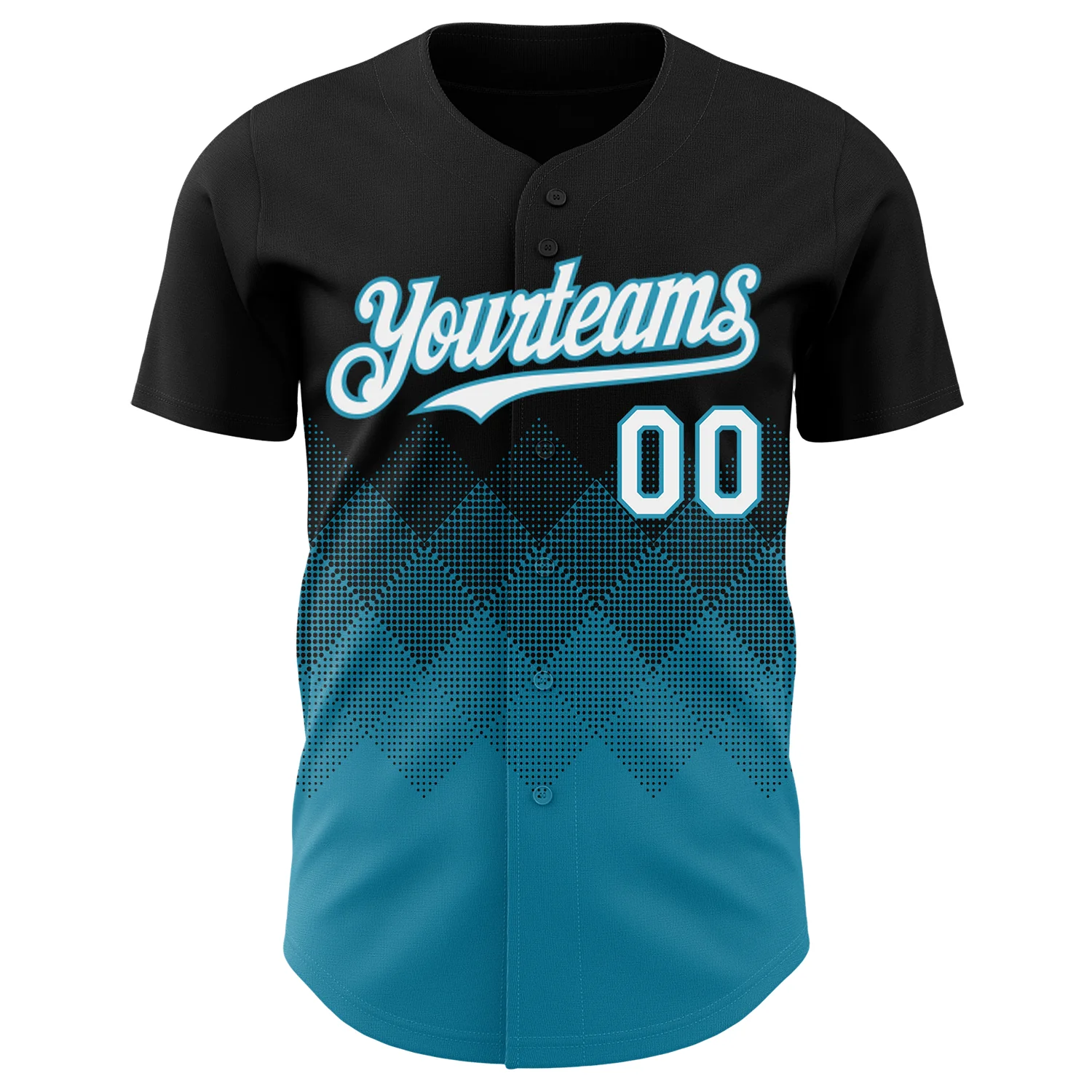 Custom Black White-Panther Blue 3D Gradient Square Shape Authentic Baseball Jersey