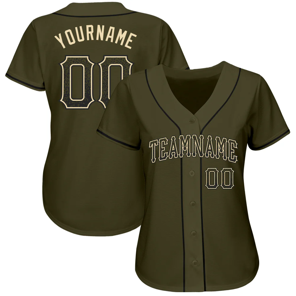 Custom Olive Black-Cream Authentic Drift Fashion Salute To Service Baseball Jersey