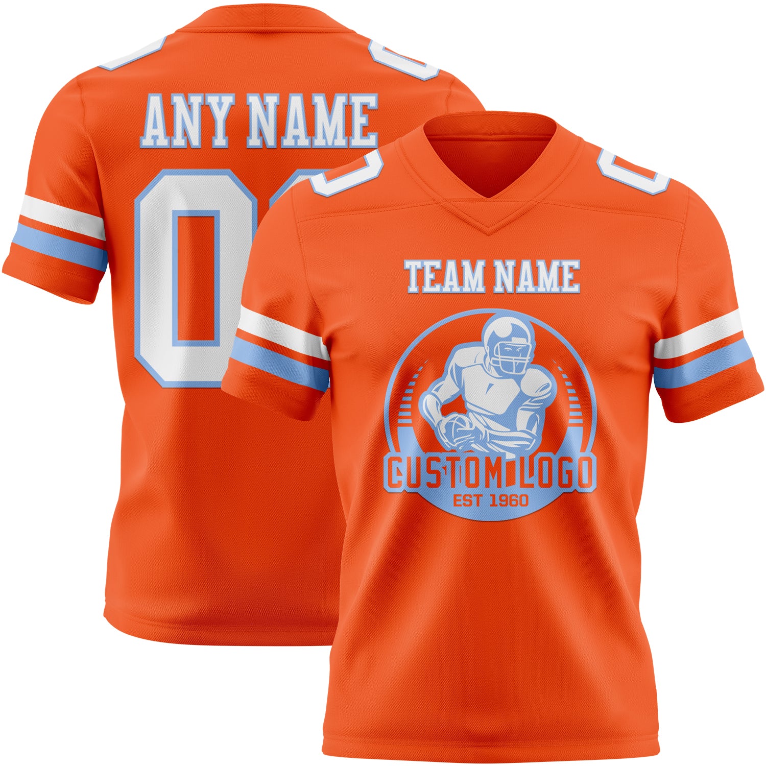 Custom Orange White-Light Blue Authentic Football Jersey