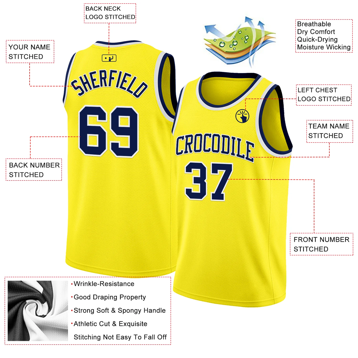 Custom Light Yellow Navy-White Authentic Basketball Jersey