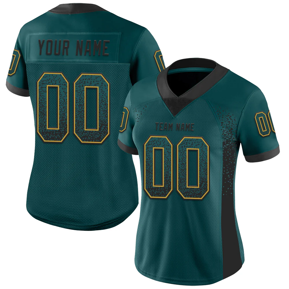 Custom Midnight Green Black-Old Gold Drift Fashion Football Jersey
