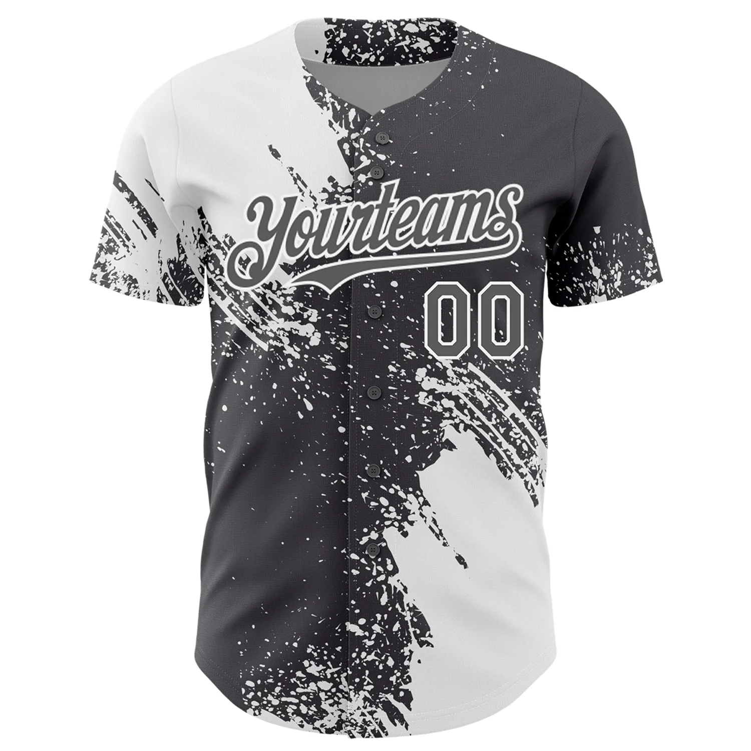 Custom White Steel Gray 3D Pattern Design Abstract Brush Stroke Authentic Baseball Jersey