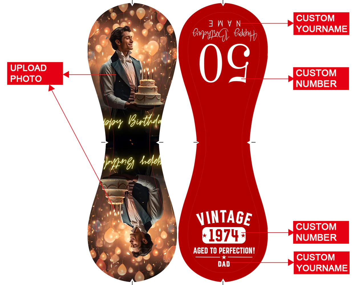 Personalized Dad Grandpa Birthday Name Time Photo Red Baseballs