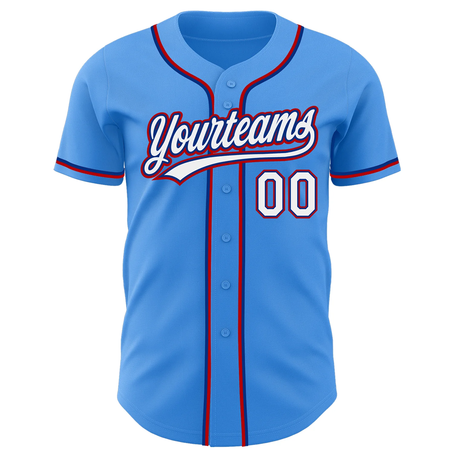 Custom Electric Blue White Royal-Red Authentic Baseball Jersey