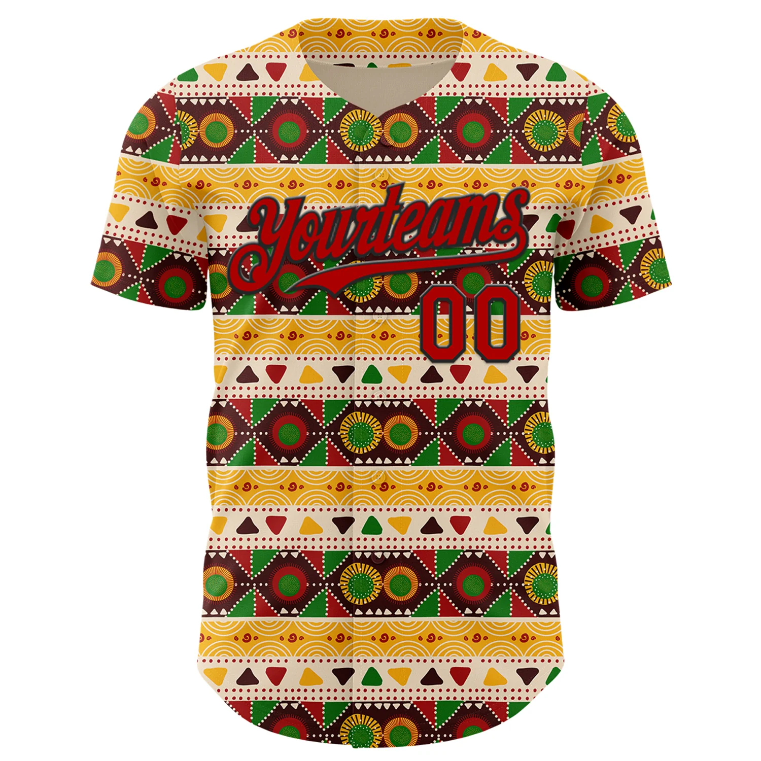 Custom Cream Red Yellow Green-Black 3D Pattern Design Black History Month African Ethnicity Style Authentic Baseball Jersey