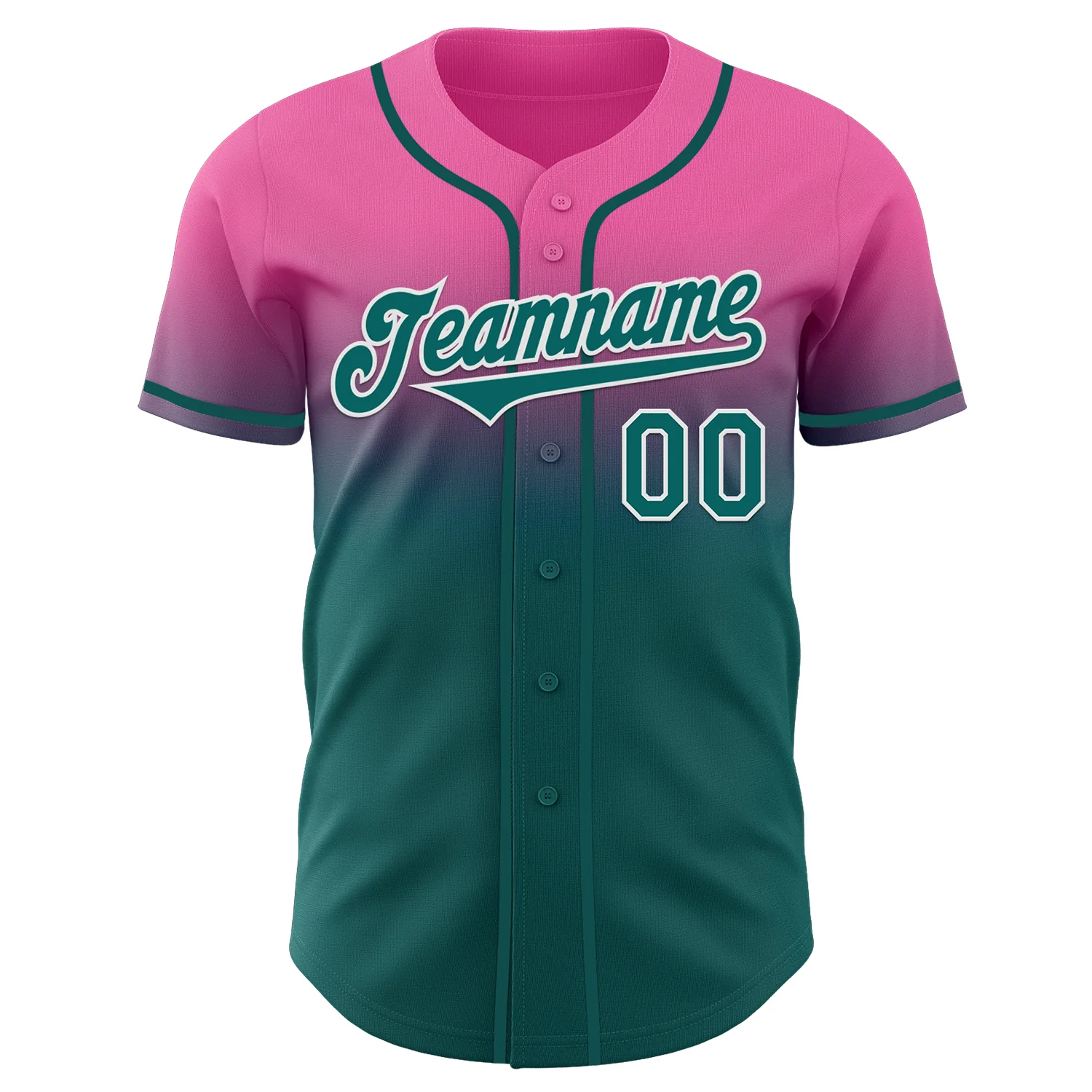 Custom Pink Teal-White Authentic Fade Fashion Baseball Jersey