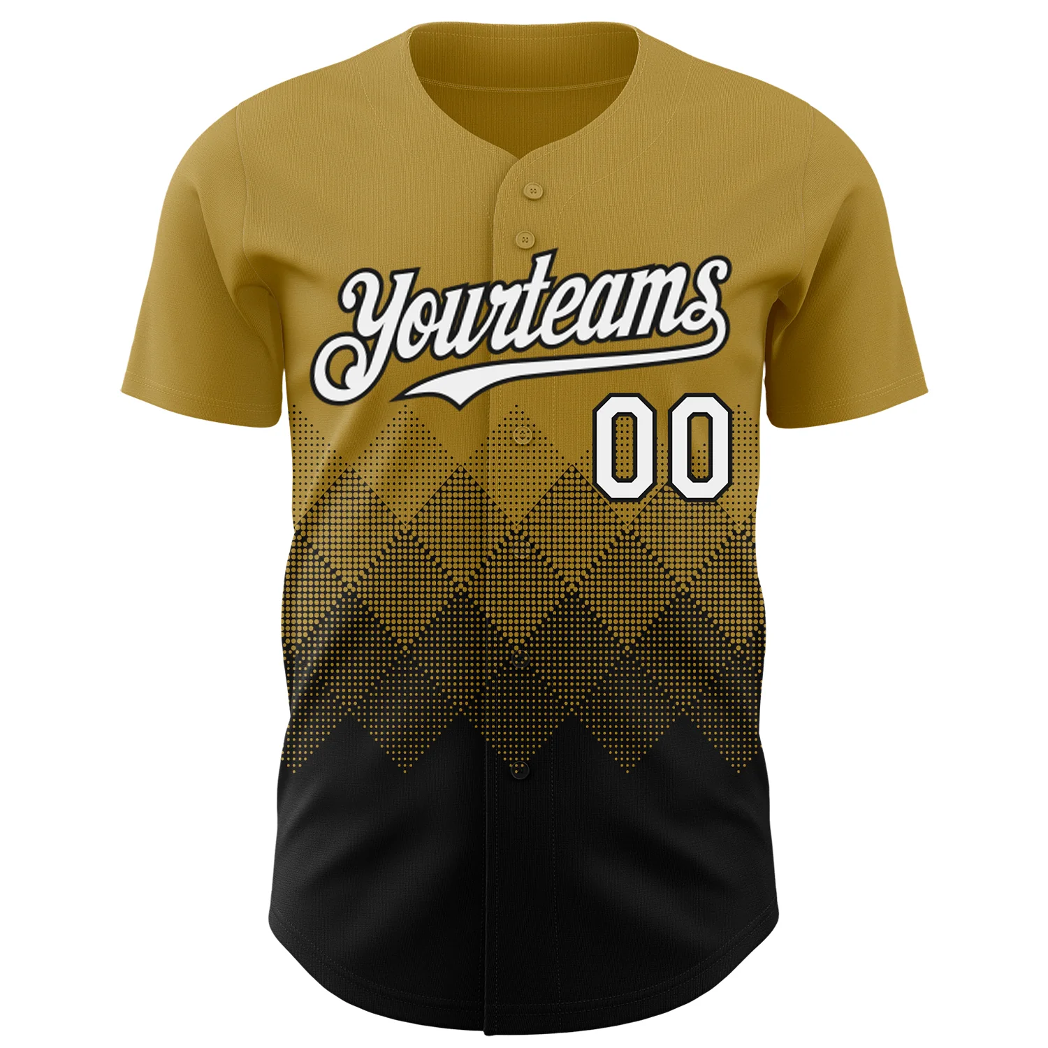 Custom Old Gold White-Black 3D Gradient Square Shape Authentic Baseball Jersey