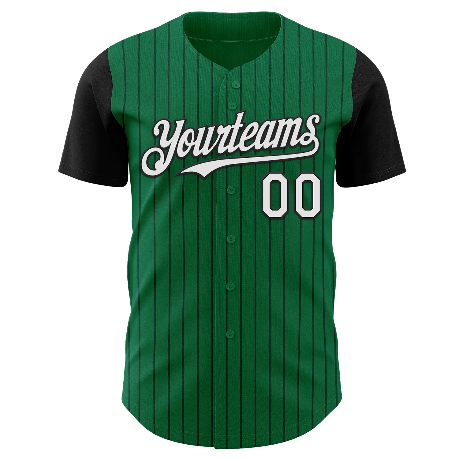Custom Kelly Green Black Pinstripe White Authentic Two Tone Baseball Jersey