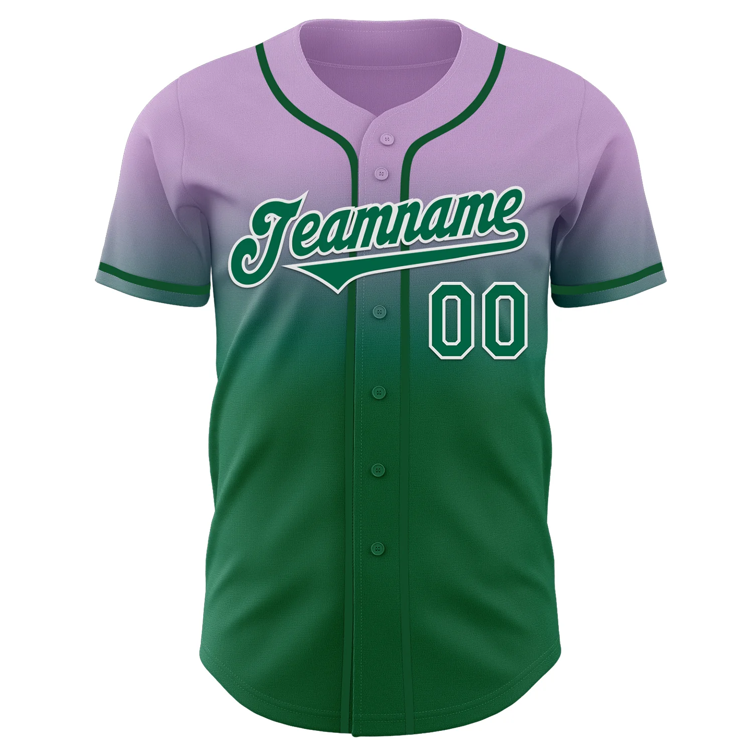 Custom Light Purple Kelly Green-White Authentic Fade Fashion Baseball Jersey